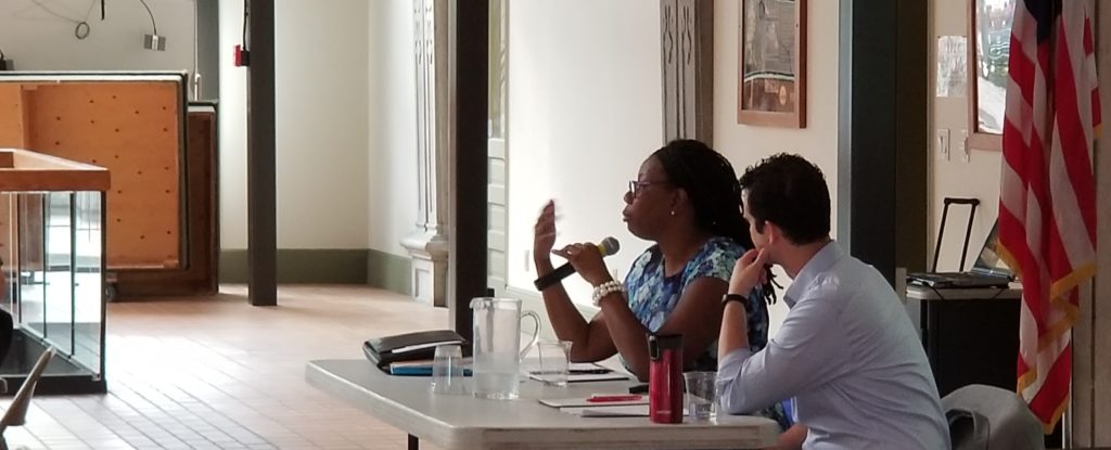 Juhanna Rogers speaks to the FOCUS Forum July 19, 2019, with fellow presenter Sam Edelstein.