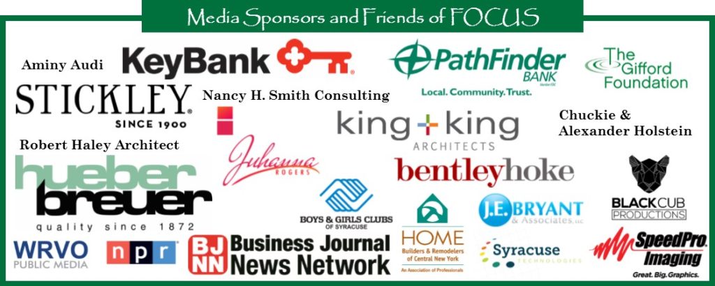 Logos of media sponsors and Friends of FOCUS