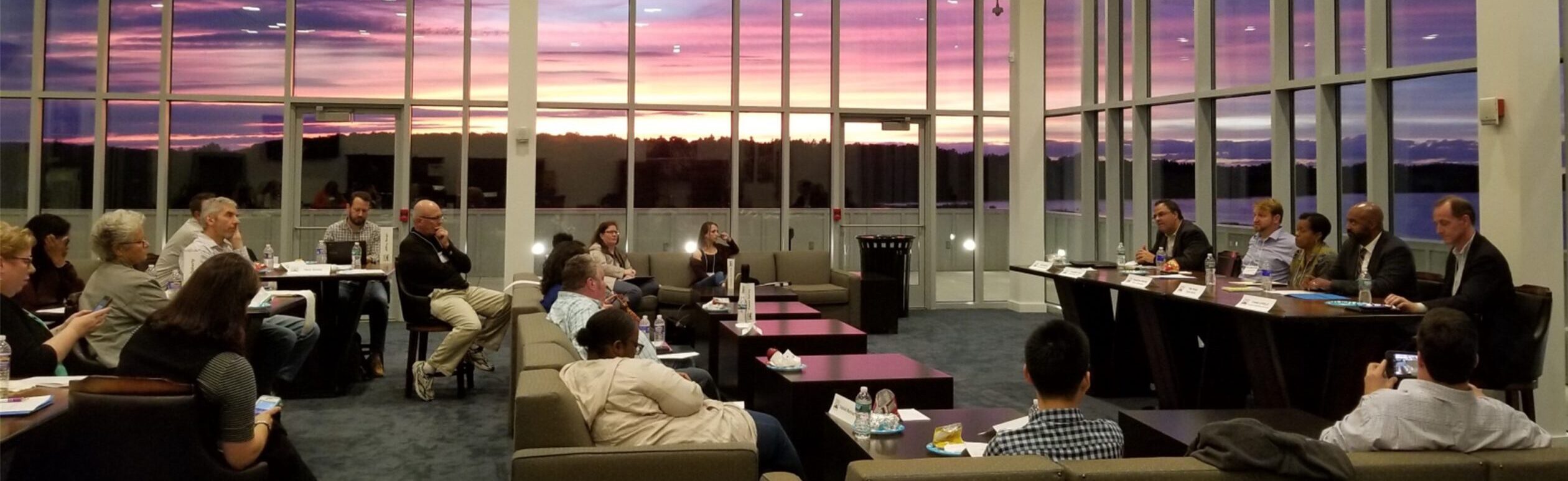 Onondaga Lake sunset illuminates the Citizens Academy class.