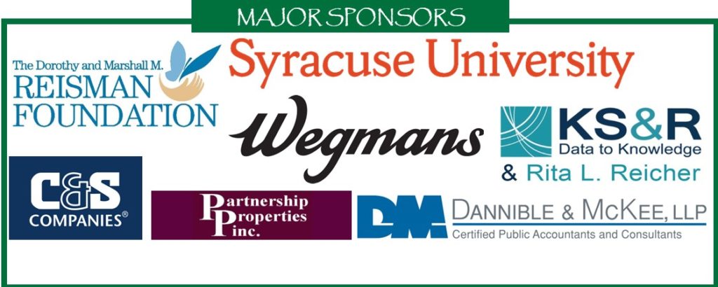 Syracuse University, The Dorothy and Marshall M. Reisman Foundation, KS&R and Rita Reicher, Wegmans, C&S Cos., Partnership Properties, and Dannible & McKee are major sponsors.