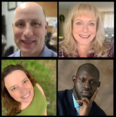 Pictured above are our panelists Brian Fay, Joan Royle, Maribel Arce, and Chol-Awan Majok (clockwise from upper left).