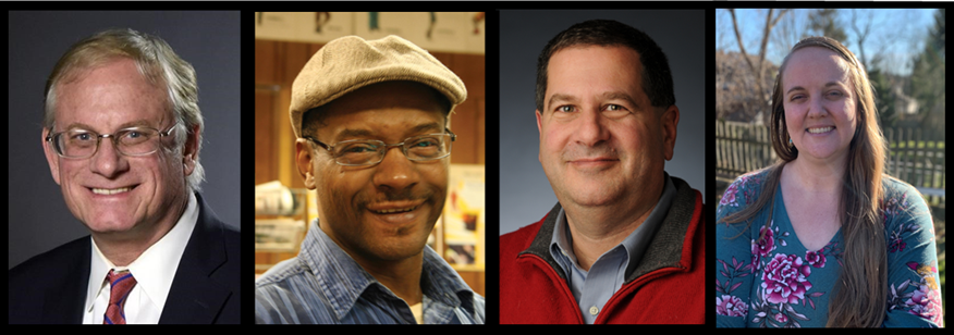 Mitch Gelman, President and CEO, WCNY; Ken Jackson, Editor and Publisher at Urban CNY; Joel Kaplan, Professor of Magazine, News, and Digital Journalism and Associate Dean, Office of Graduate Programs, Syracuse University Newhouse School of Public Communications; and Julie McMahon, editor-in-chief, Central Current, Inc.